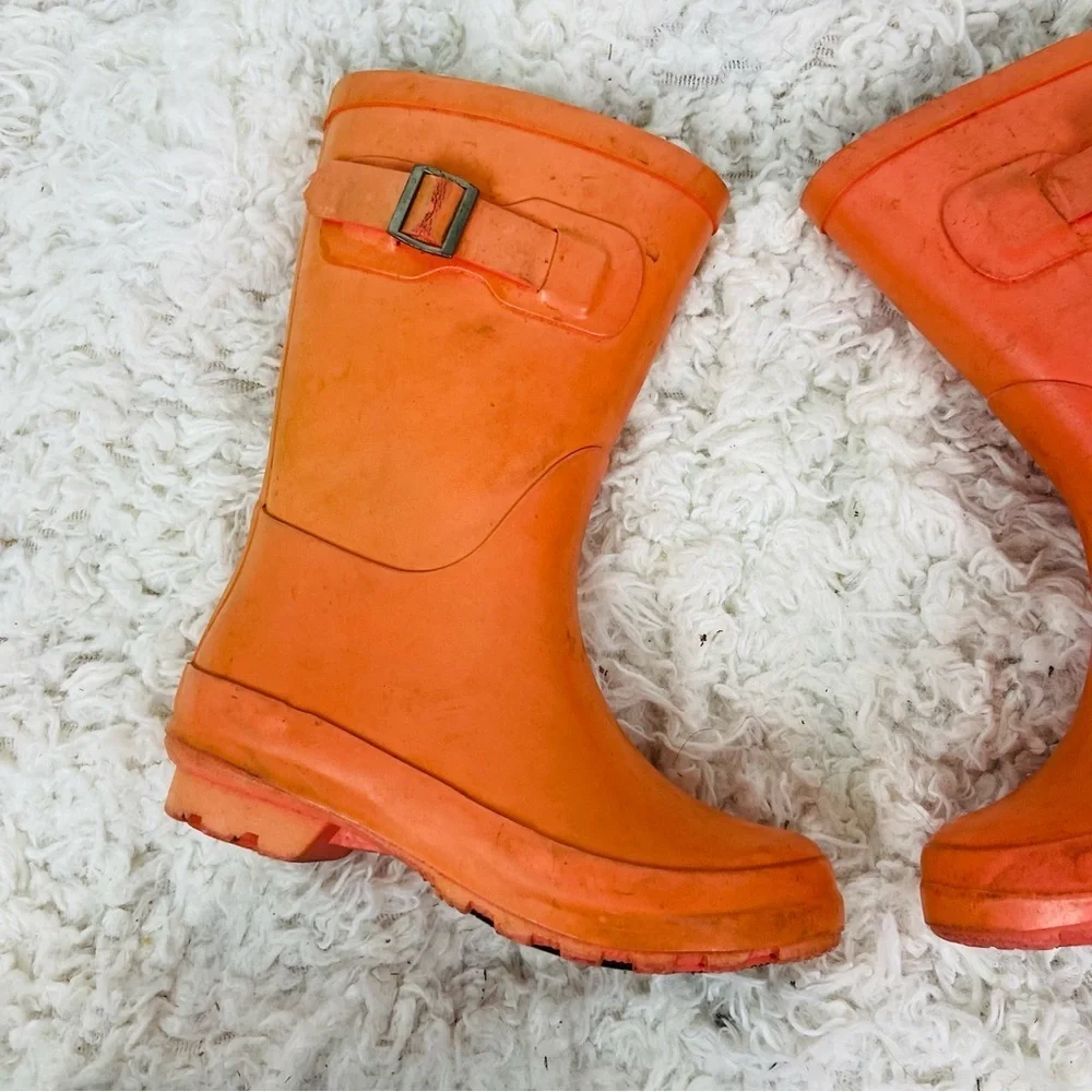 UNBRANDED kids Orange Rain Boots with Buckle size 11 / 12